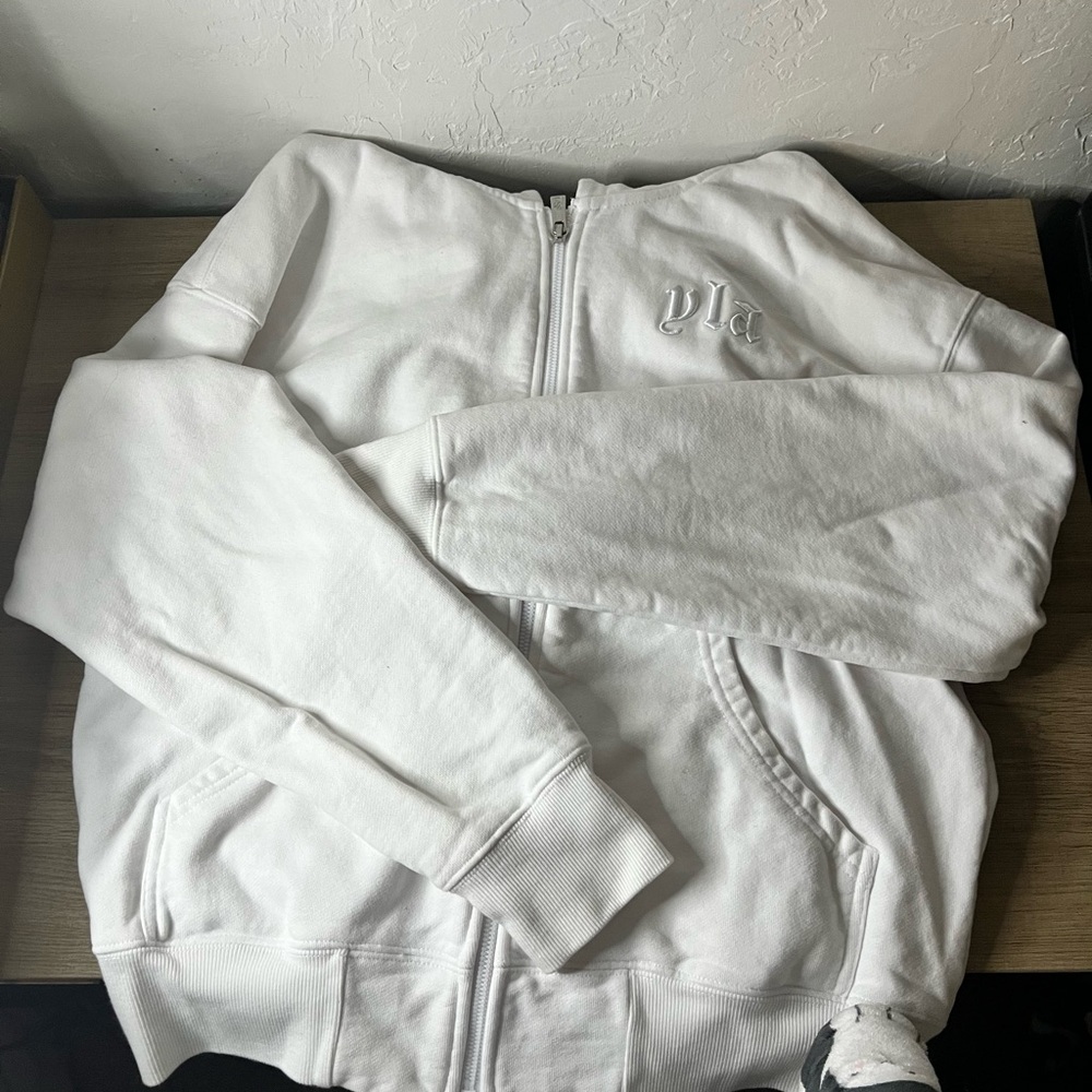 YoungLA White Zip-Up Sweater